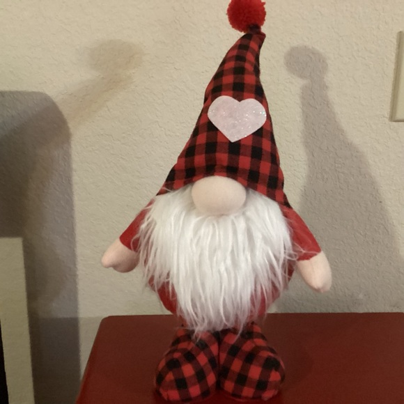NWT Valentine gnome tabletop decor - 17” to top of cap.  Feet weighted to stand - Picture 1 of 2